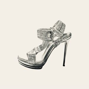 Casadei Silver Women's Sandals sz8.5 PRISTINE $199